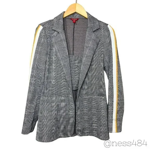 GUESS Women's Plaid Blazer Crop Top Set Sporty Stripe Size S - Picture 1 of 11